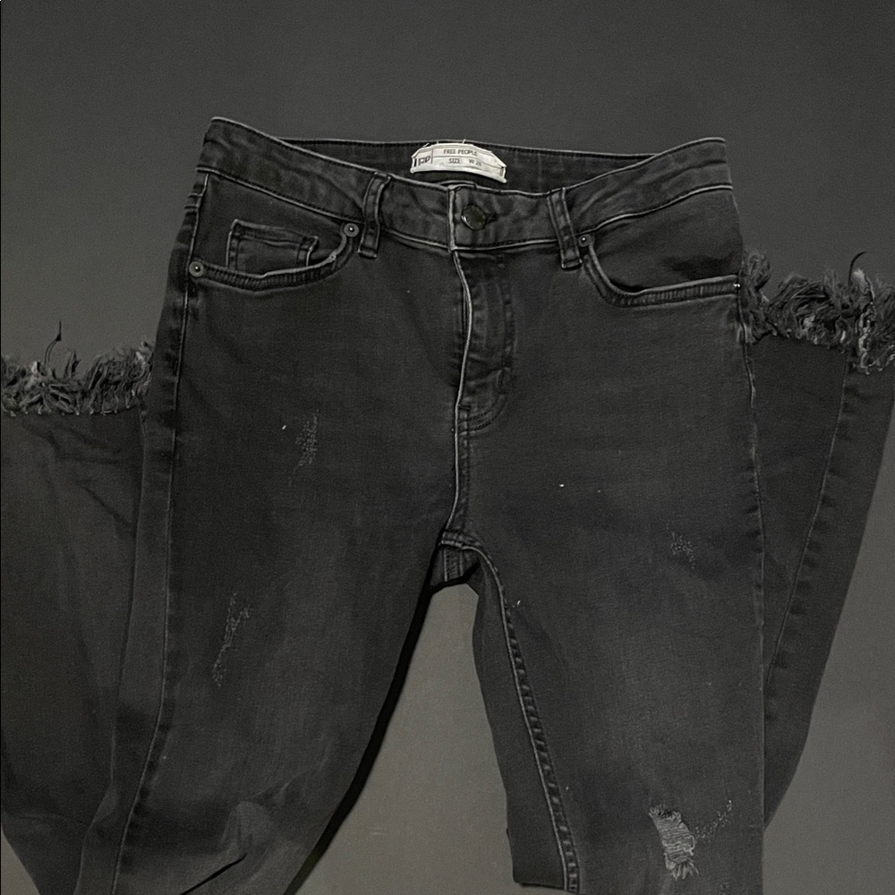 Free People Charcoal Straight Leg Jeans